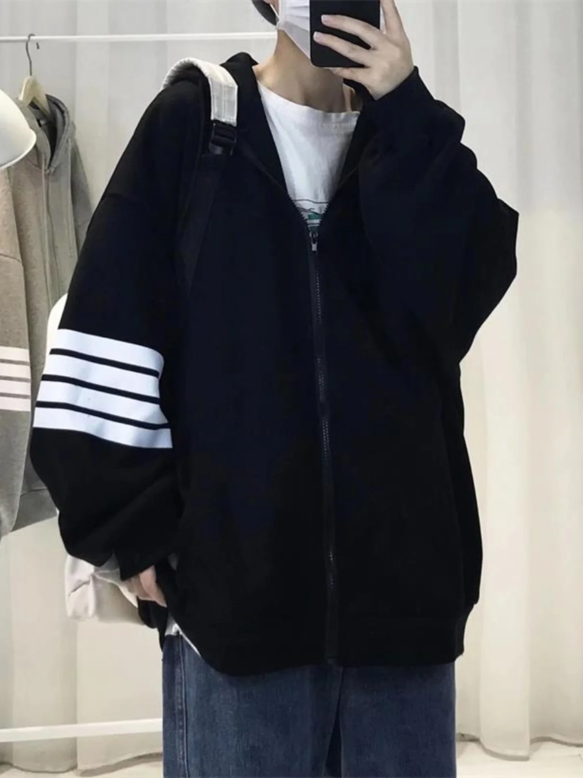 

Loose Men's American Sle Hoodie Jaet Spring Autumn Casual Zipper Couple's Faion Brand Open Cardigan Outerwear