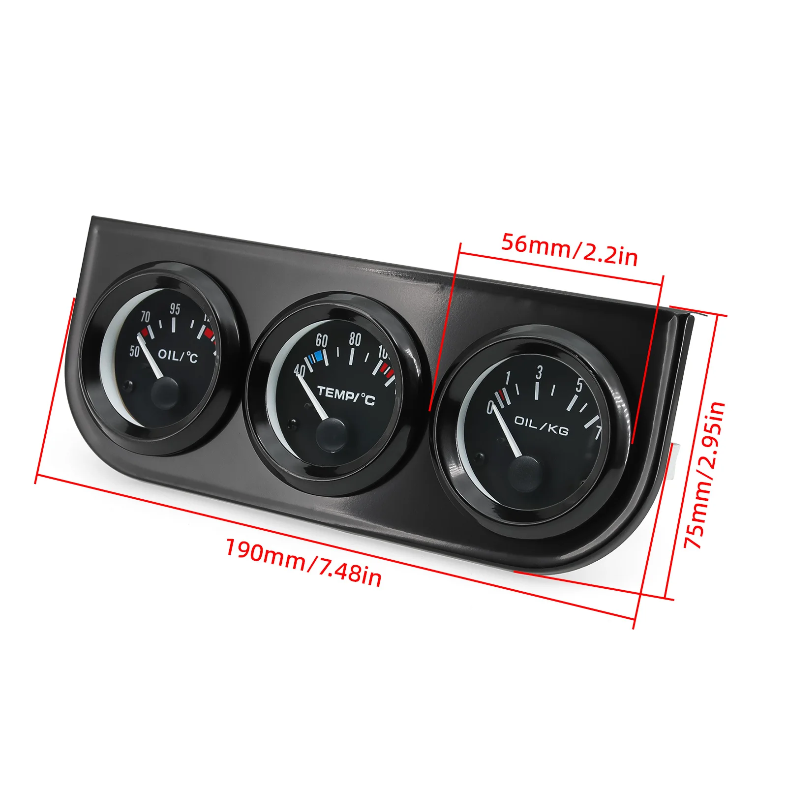 3-in-1 Messgerät-Set 52mm Öltemperatur Öldruck Voltmeter Set Universal 12V Auto Schwarz&Chrom Blende mit Wasser- und Öltemperatursensor – Detail 11