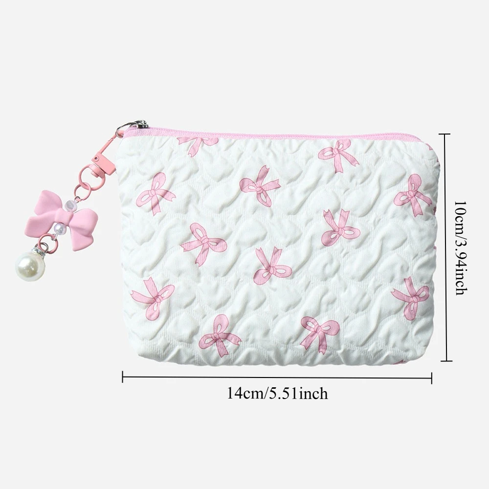 Niedliche Schleifen-Kosmetiktasche: Stilvolle, tragbare Clutch mit multifunktionalem Stauraum und edlem Design – Mini-Geldbörse – Detail 2