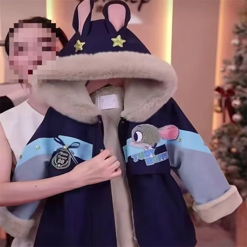 

Judy Hops Girls Winter Jacket, Rabbit Police Style Plush Coat for Kids & Toddlers Thickened Outerwear