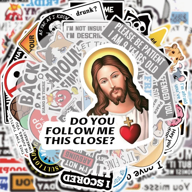 50 adesivi scherzi divertenti, adesivi e decalcomanie vibranti, stili multipli senza duplicazione, adatti per bottiglie d'acqua, laptop, valigie, skateboard, chitarre, decorazioni per feste