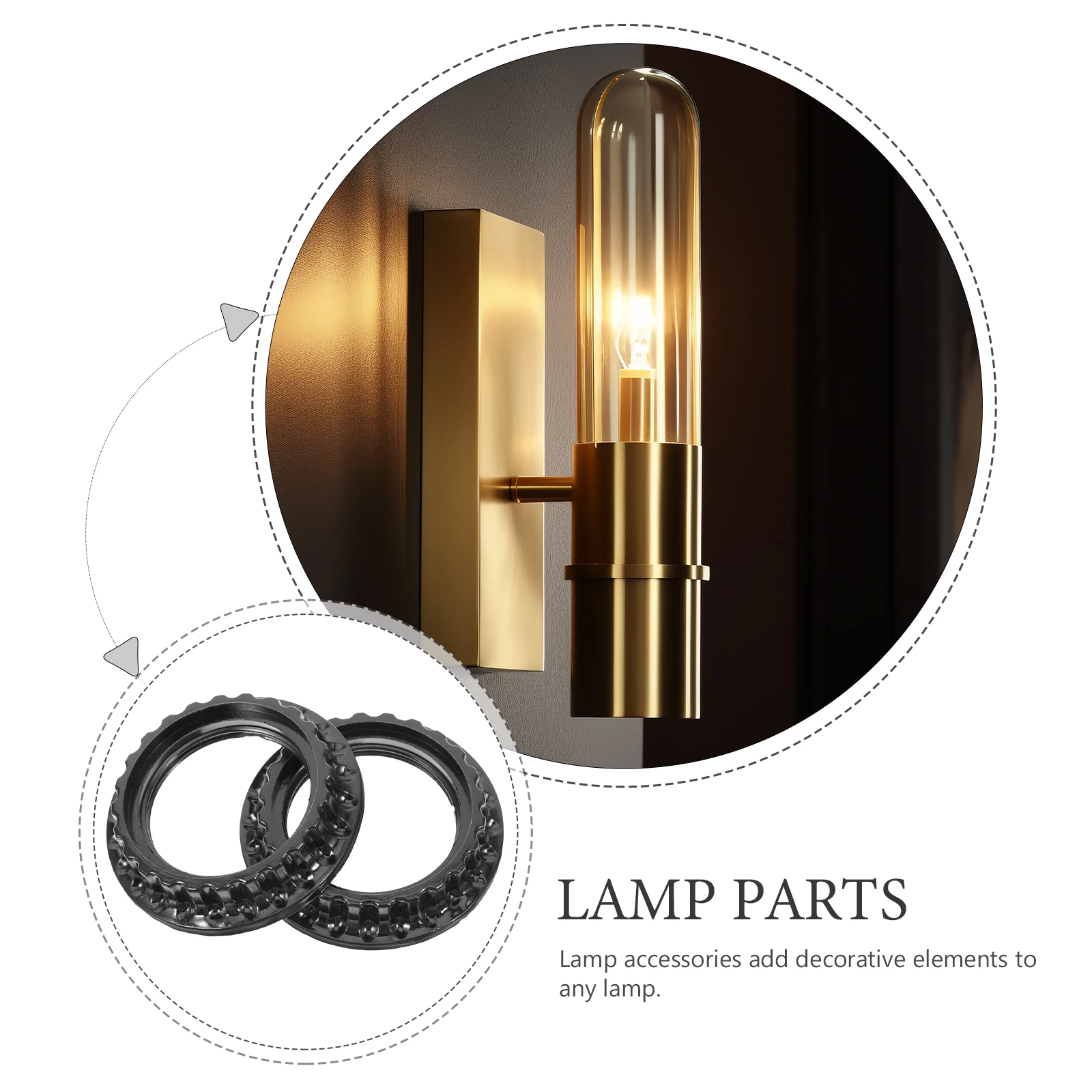 

10Pcs Bakelite Outer Ring E26 Lamp Shade Ring Sturdy Plastic Wood Design Decorative Light Fixture Collar for Table Floor Lamp