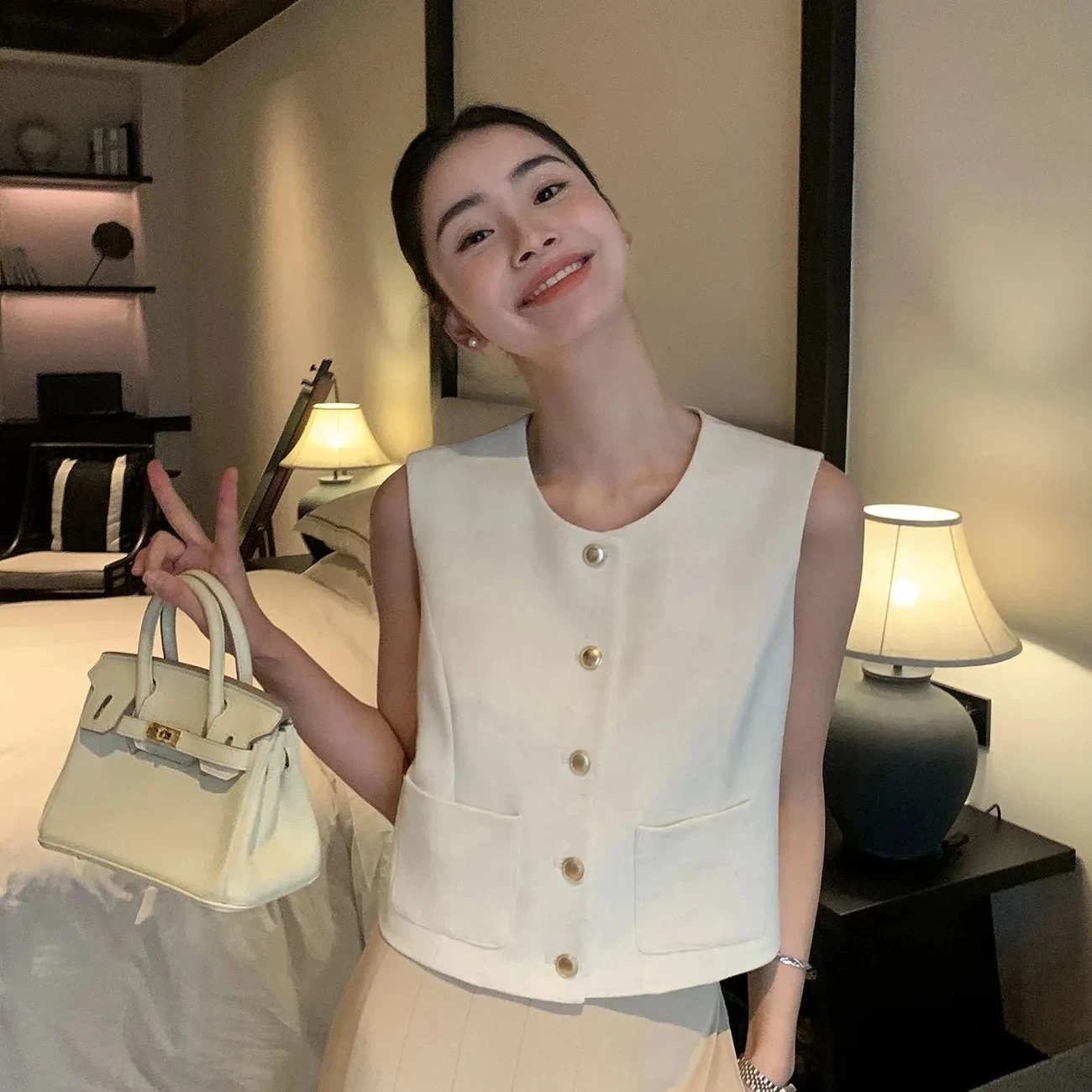 

Белый жилет ort Svel, женский летний тонкий универсальный простой жилет для поездок на работу, повседневный топ из искусственного полиэстера