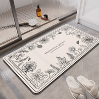 Retro Luxury Diotomite Bathroom Bath Mat Absorbent Foot Mat Quick Dry Non-Slip Shower Carpet Toilet Rugs Doormat Washable