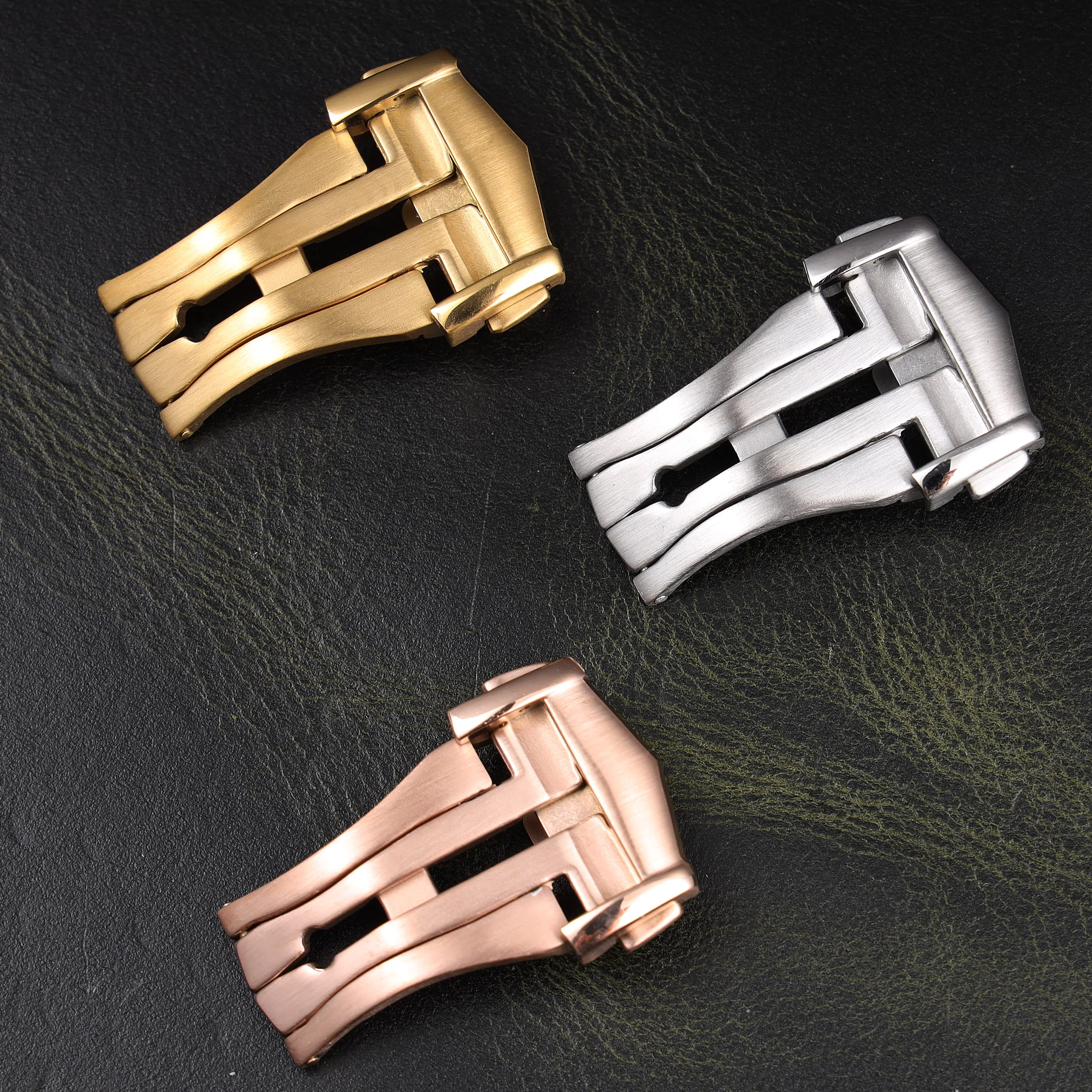 new 18 20mm brushed silver rose gold deployment watch clasp for Omega Seamaster Speedmaster AT150 metal folding buckle