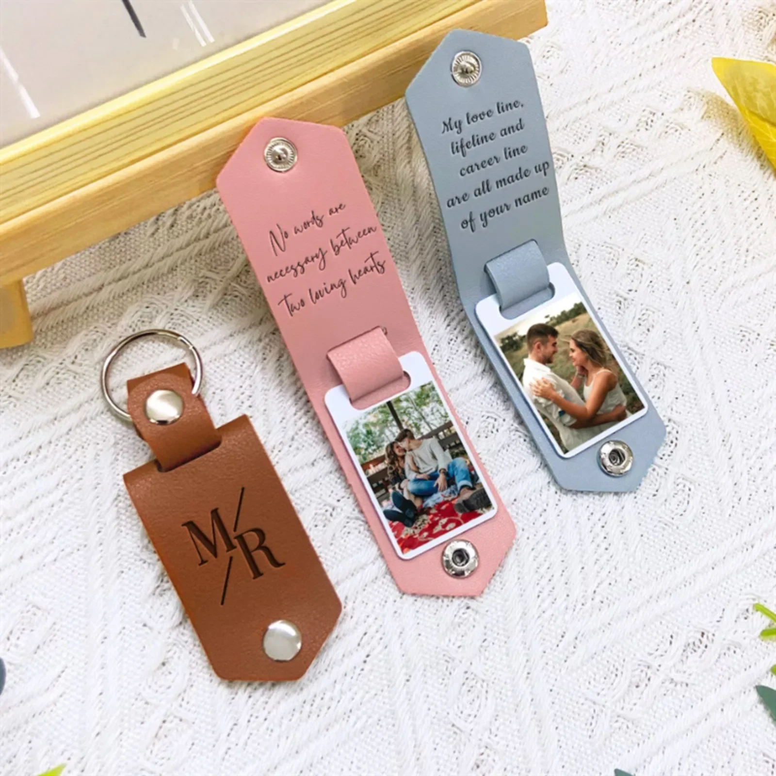 

Personalized Customization Custom Text PU Leather Key Tag Pendant Photo Printed Keychain Souvenir Father's Day Mother's Day Gift