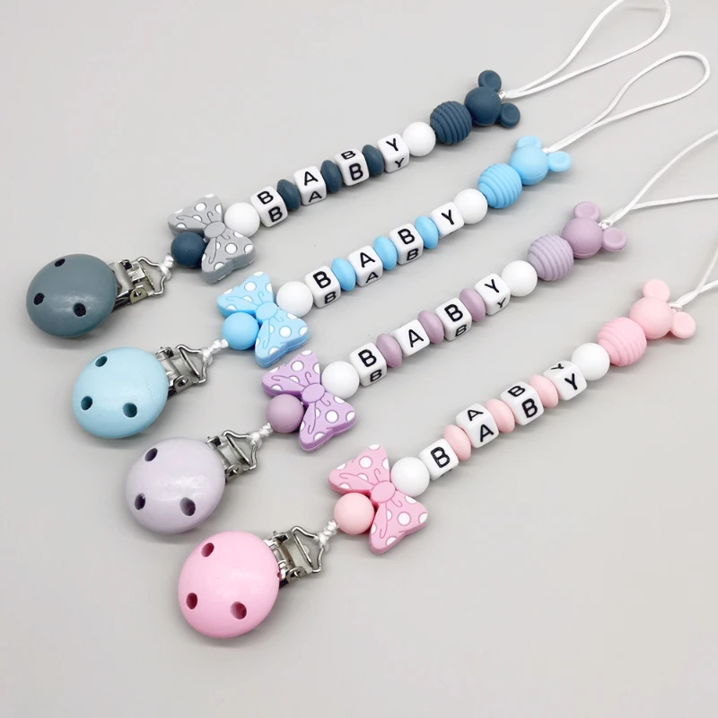 Baby Pacifier Clip Personalize Name Custom Newborn Dummy Nipple Holder Chain Babies Accessories Pendant Teething Toys Chew Gifts