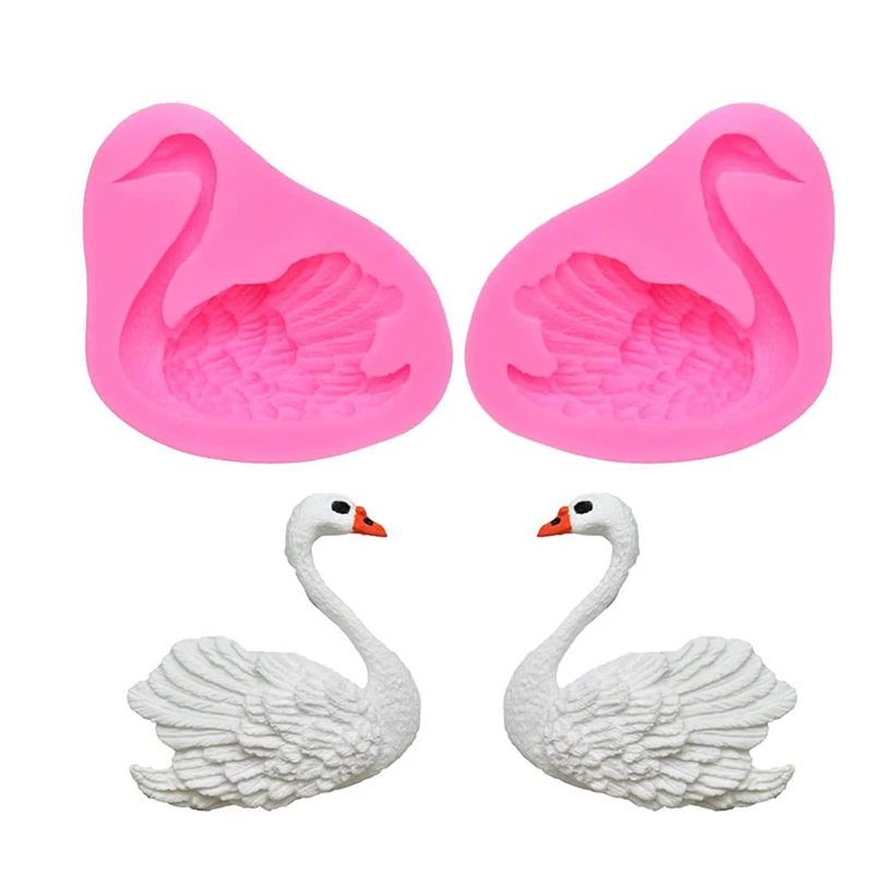 Swan Fondant Mold For Baby Shower 3D Cute Animal Sugar Craft Gumpaste Silicone Mould Cake Pop Decorating Tools Cupcake Topper