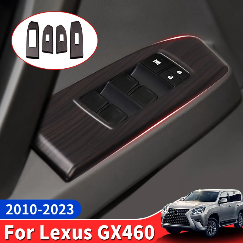 

For Toyota 2010 2023 Lexus 460 GX460 GX Car Window Switch Panel Cover 4pcs Wood grain Decoration Interior Accessories Styling