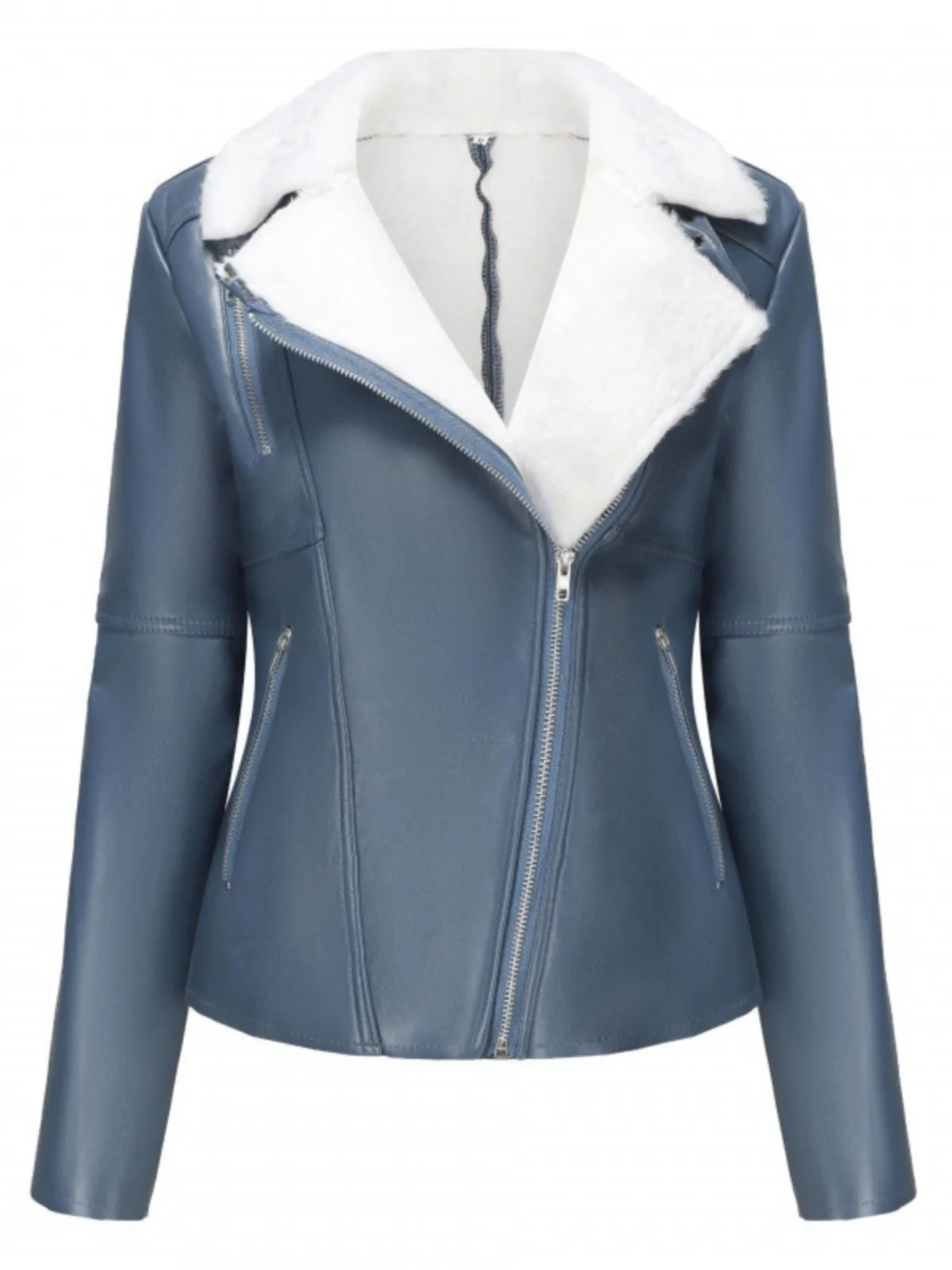 Herbst Winter Neue Sle Fce Gefüttert Leder Jaet Frauen Sexy Warme Lange Sve Drehen unten Kragen Pendeln Casual Mantel