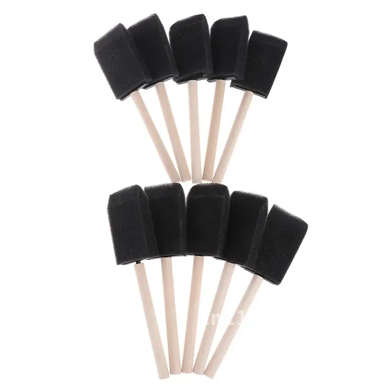 3/4/5/10Pcs  Sponge Brush Wooden Handle Watercolor Oil Stain Art Craft Painting Drawing For Kids  2/3Inch