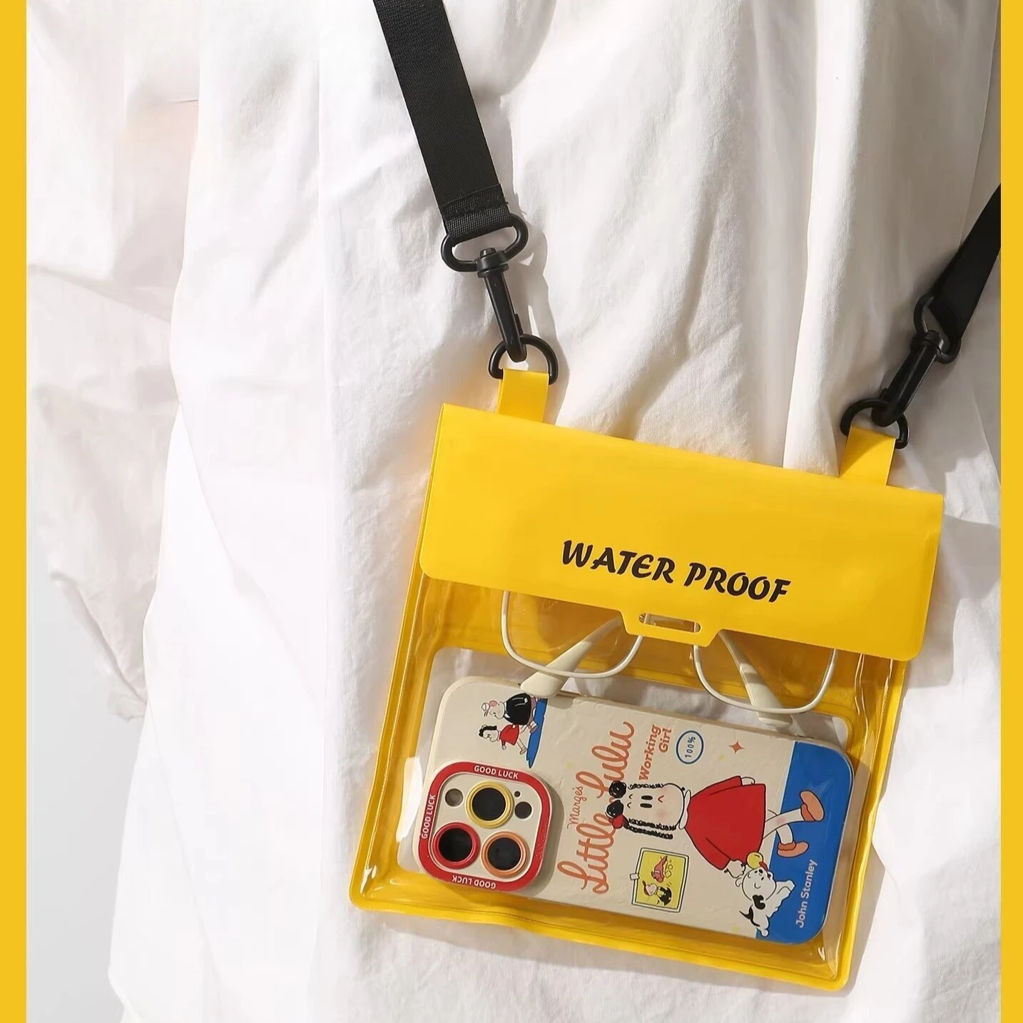 Waterproof Phone Pouch Touch Screen Clear PVC Dry Bag Large Capacity Crossbody Case for Swimming Beach Hiking