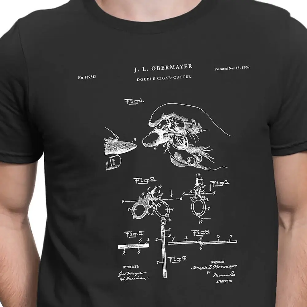 Cigar Cutter T Shirt Smoking Tobacco Stogie Patent Art Print Classy Pt575