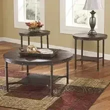 مجموعة طاولات zz by Ashley North Shore التقليدية المصنوعة من الرخام الصناعي المكونة من 3 قطع، تتضمن طاولة القهوة وطاولتين نهائيين، داكن B #5
