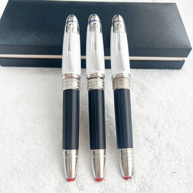 Edición limitada MB gran característica Jimi Hen · drix Rollerball pluma estilográfica barril negro tapa blanca grabado fino Clip de platino