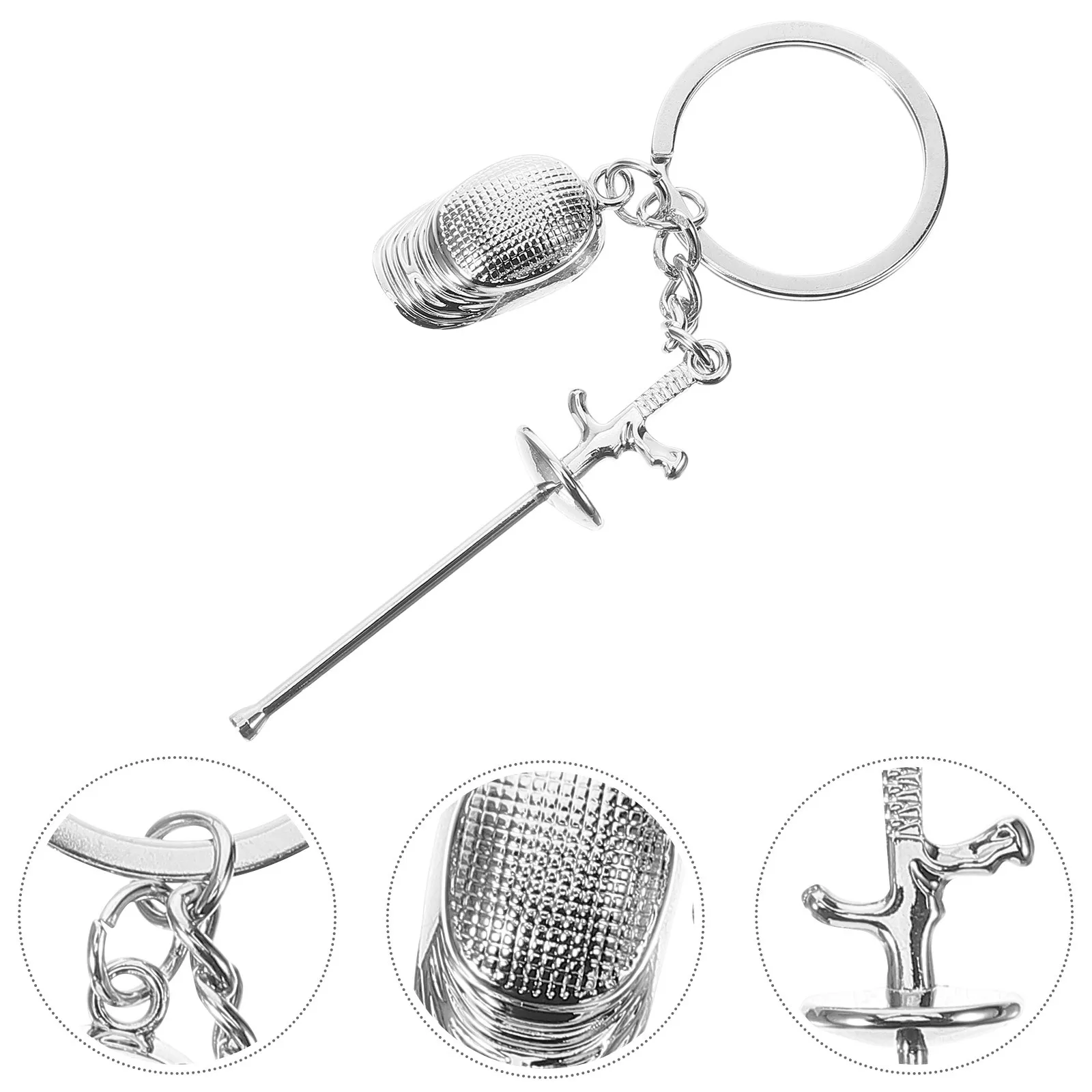 Metal Flower Fencing Keychain Creative Sports Key Pendant Decorative Bag Backpack Hanging Fencing Souvenir Gift for Fans