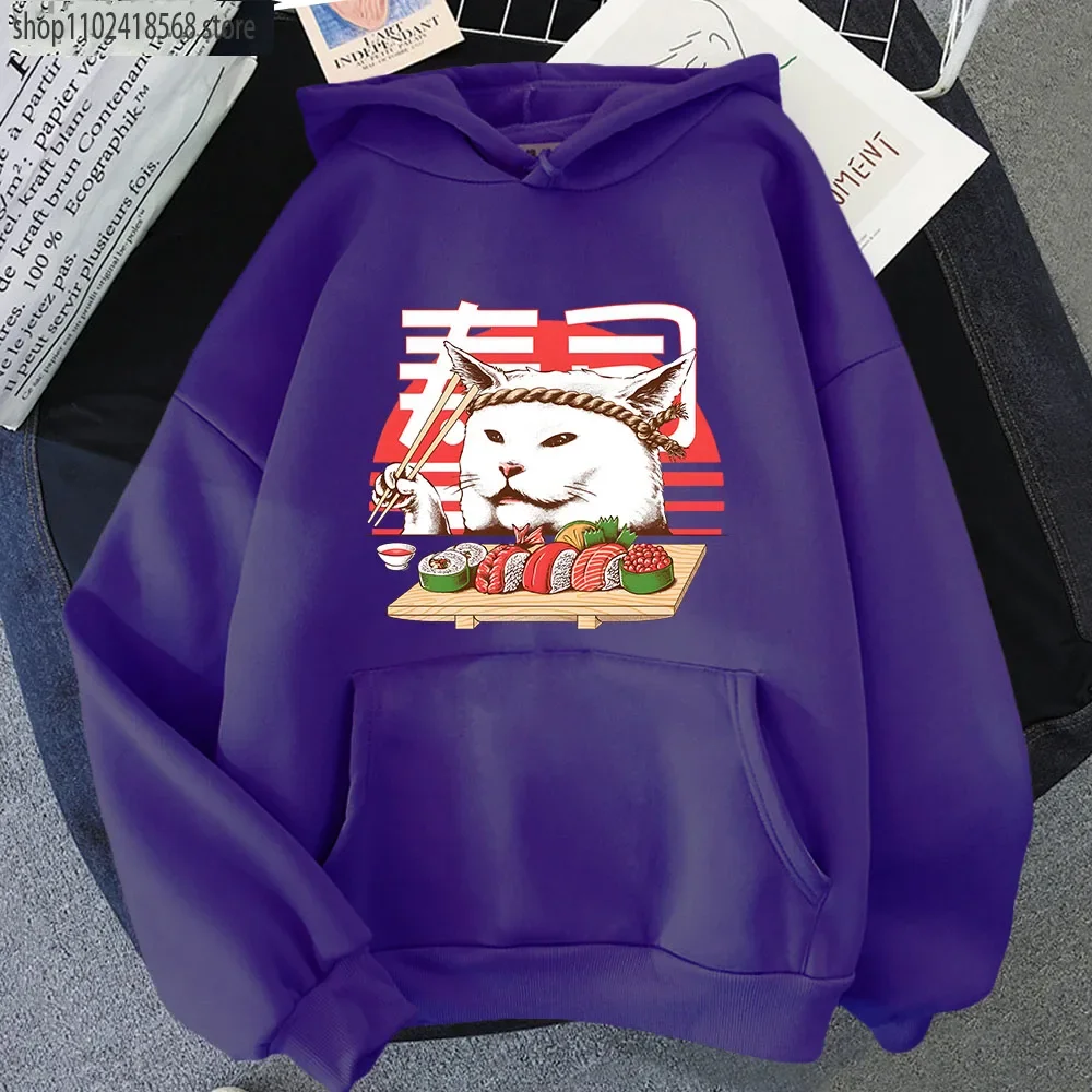 Funny Sushicat Hoodie Master Chef Sushi Sweashirts with Hooded Japanese Style Manga Clothing Male/female Streetwear Pullover Top