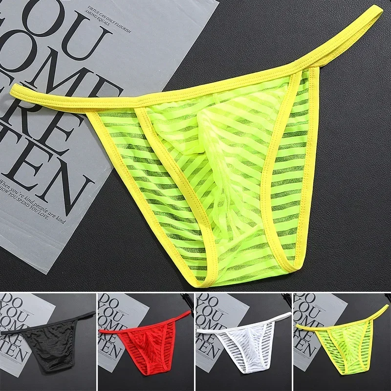 Sexy Men G-string Transparent Briefs Mesh Underwear Breathable Male Panties Perspective Underpants Slips Homme Erotic Panties