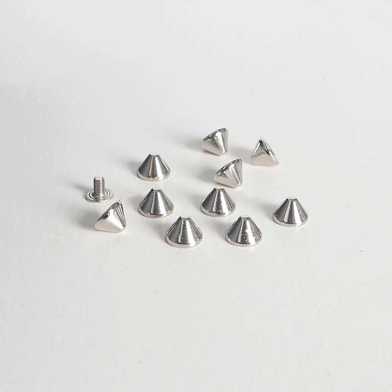 100sets Cone Spots Metal Punk Spike Leathercraft Rivets Bullet Spikes Rivets for Collar Shoes,9*6mm