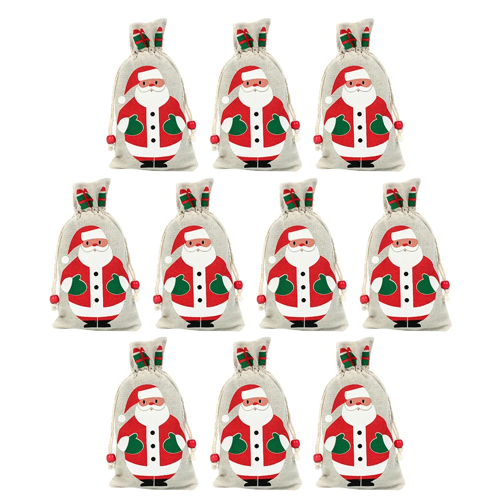 

10 Pcs Christmas Gift Bag Cute Goodie Bags Large Biscuit Candy Gingerbreadman Bulk Pouch Decorate Child