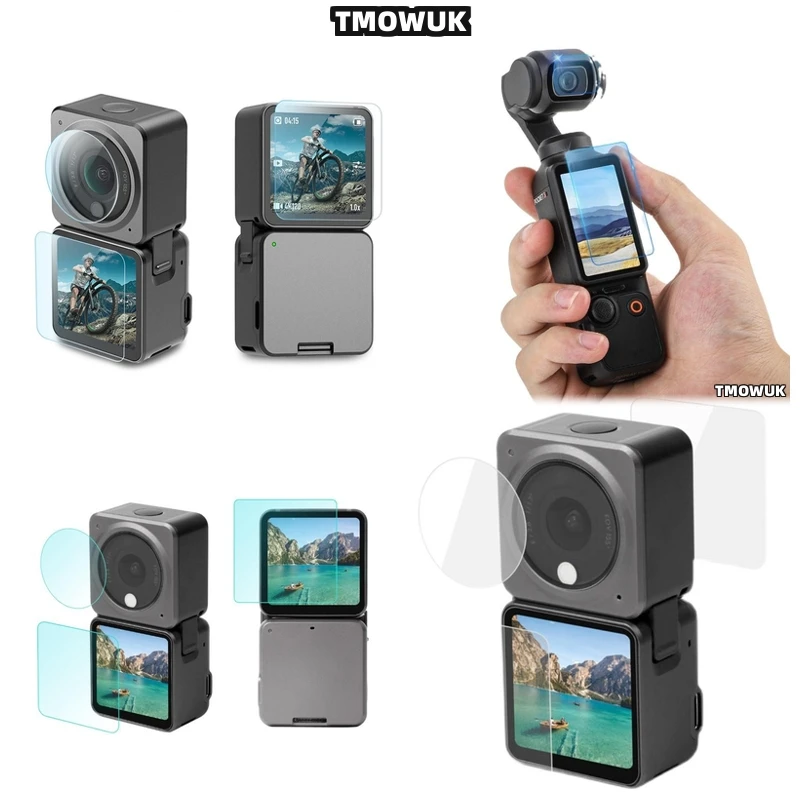 

For DJI Pocket 1 2 Osmo Pocket 3 Action 2 4 Pro - Flexible Tempered Glass Screen Protector With Lens Cap