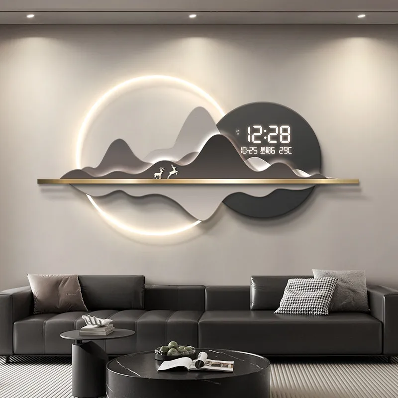 Modern digital wall clock light luxury large elegant wall clock LED interior décoration chambre aesthetic living room furniture