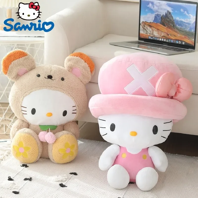 

New 45cm San Liou Collection One Piece Hello Kitty Kawaii Plush Toy Pillow Soft Plush Cute Anime Cartoon Doll Gift