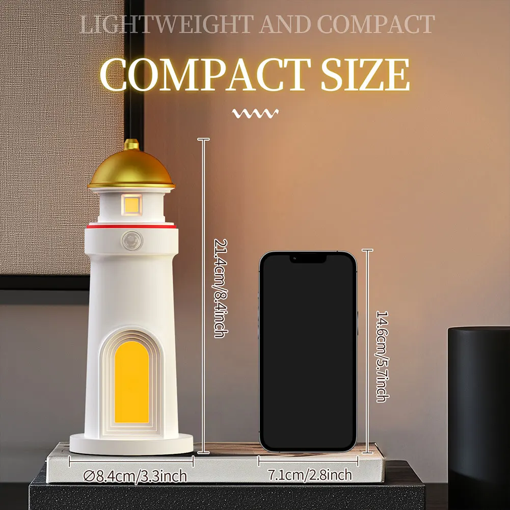 مصباح قمر مع مستشعر حركة، ديكور منارة، ضوء ليلي قابل لإعادة الشحن للأطفال، هدايا غرفة النوم، عطلة الحضانة