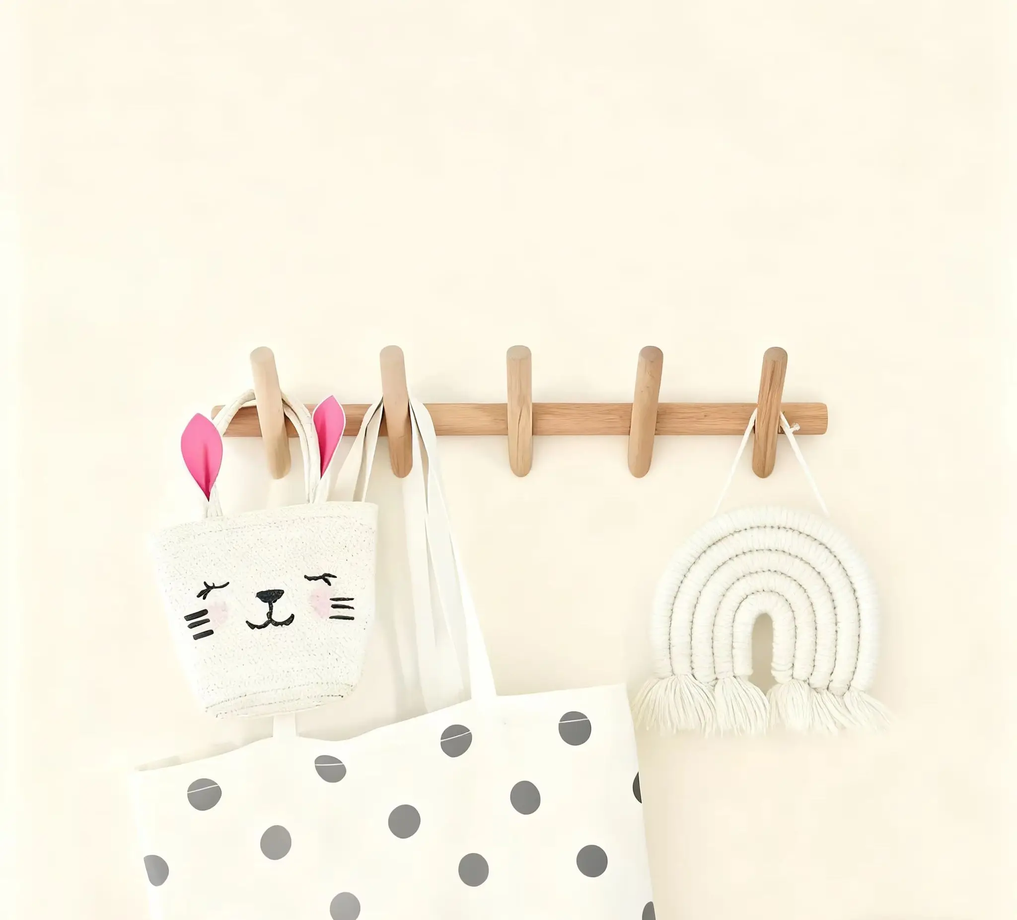 Nordic Solid Wood Coat Rack with 4/5 Hooks Wall Hanging Storage for Clothes Hat Keys Organizer Hanger Hallway Entrance Decor