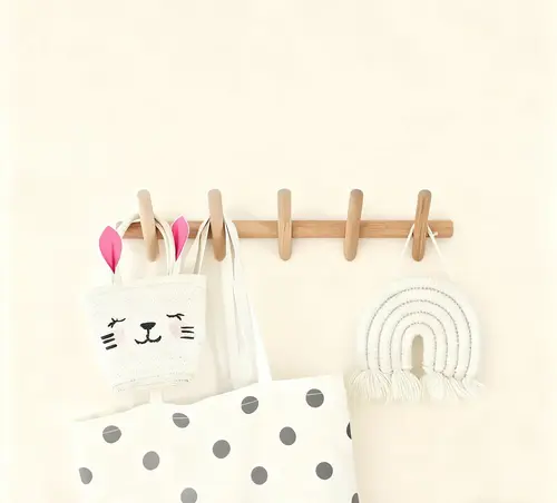 Imagen 2 del producto Perchero nórdico de madera maciza con 4/5 ganchos, almacenamiento colgante de pared para ropa, sombrero, llaves, organizador, colgador, decoración de entrada y pasillo