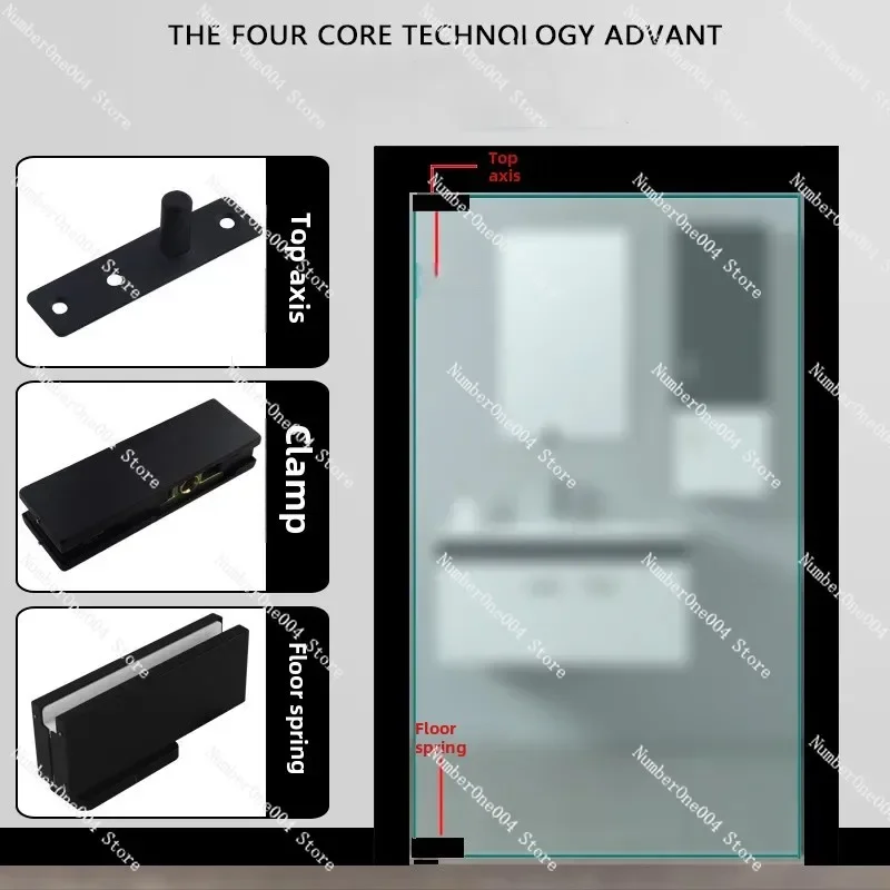 Applicable to 80-110KG Glass DoorRotating Concealed  No Digging Floor Spring Hinge StainlessSteel  Pivot Automatic Door Closer