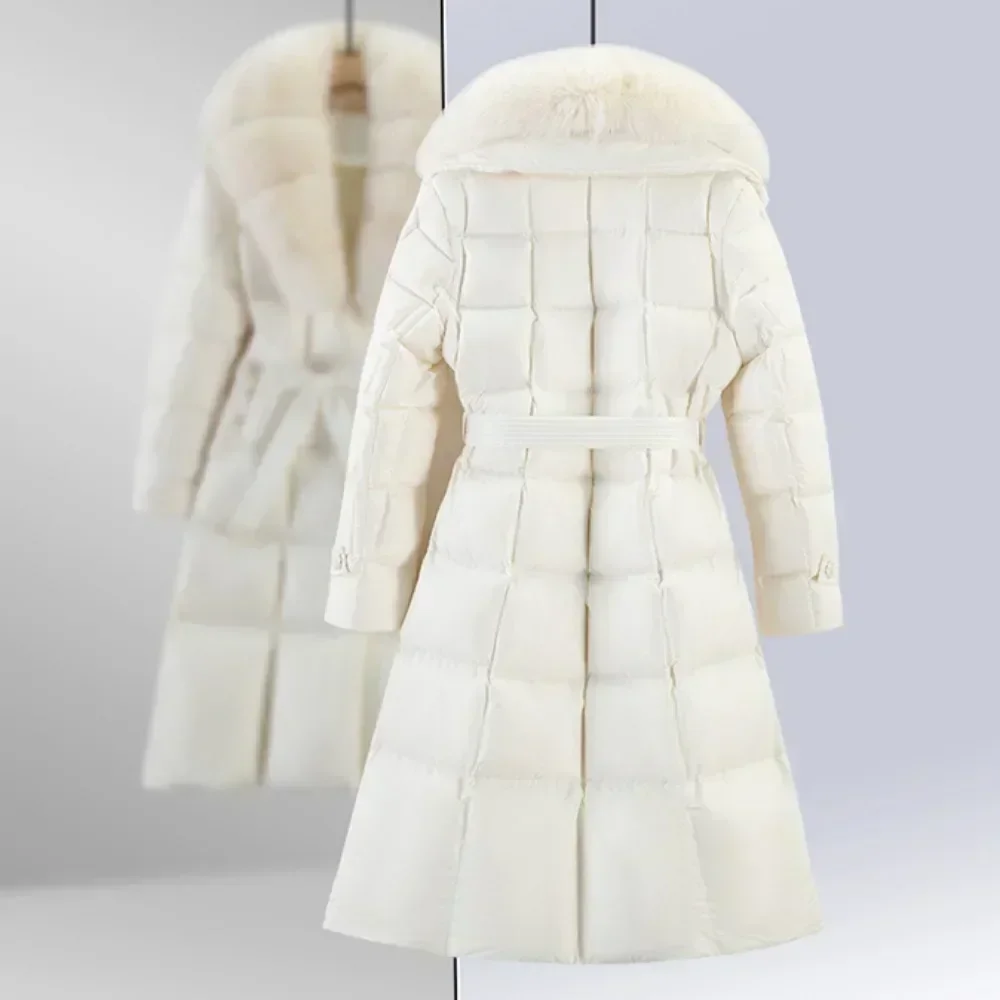 Doudoune en fourrure d'oie blanche pour femme, manteau en fourrure de renard véritable pour femme, veste décontractée à la mode, manteau d'hiver européen, nouveau