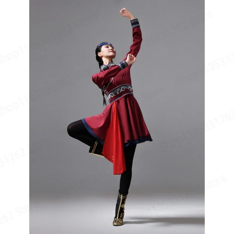 Mongolian Dance Performance Costume for Women, Adult Stage Performance Clothing
