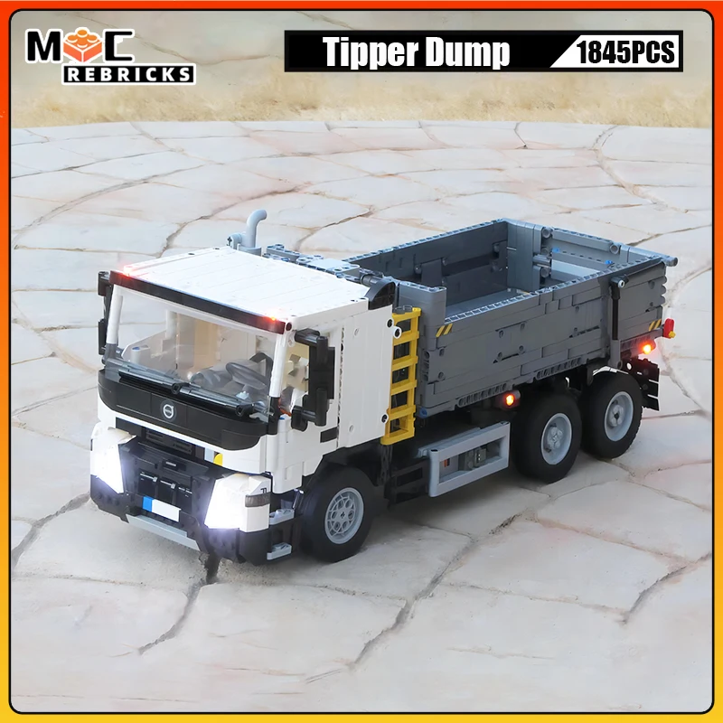 Customed MOC Urban Technology Engineering Cars 6x6 Tipper Dump Truck DIY Building Blocks Assembly Model Kid's Bricks Toys Gifts