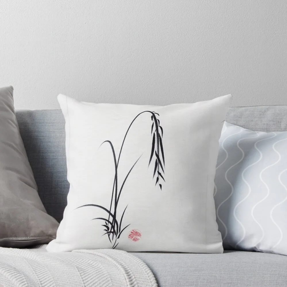 Still Moments Sumi-e ink brush painting by Rebecca Rees Throw Pillow christmas pillowcases Pillow Case Cushions For Sofa pillow