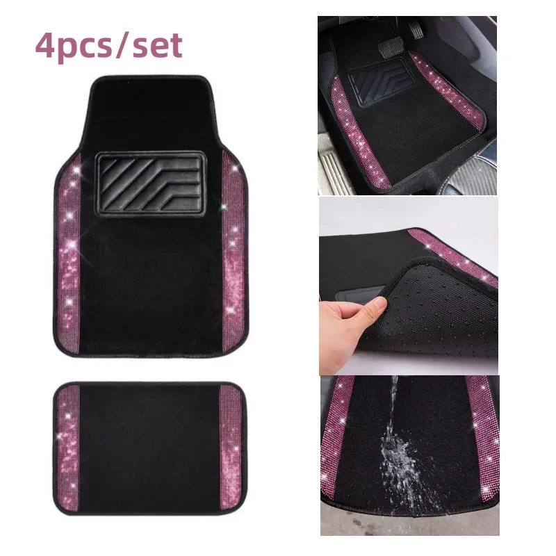 Car Floor Mat For Girls For Hyundai Solaris Elantra Sonata Accent Creta Encino Equus I30 Ix25 Ix35 Pink Car Carpet Full Set