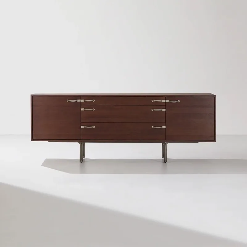 Side cabinet industrial style solid wood three pumping locker all solid wood