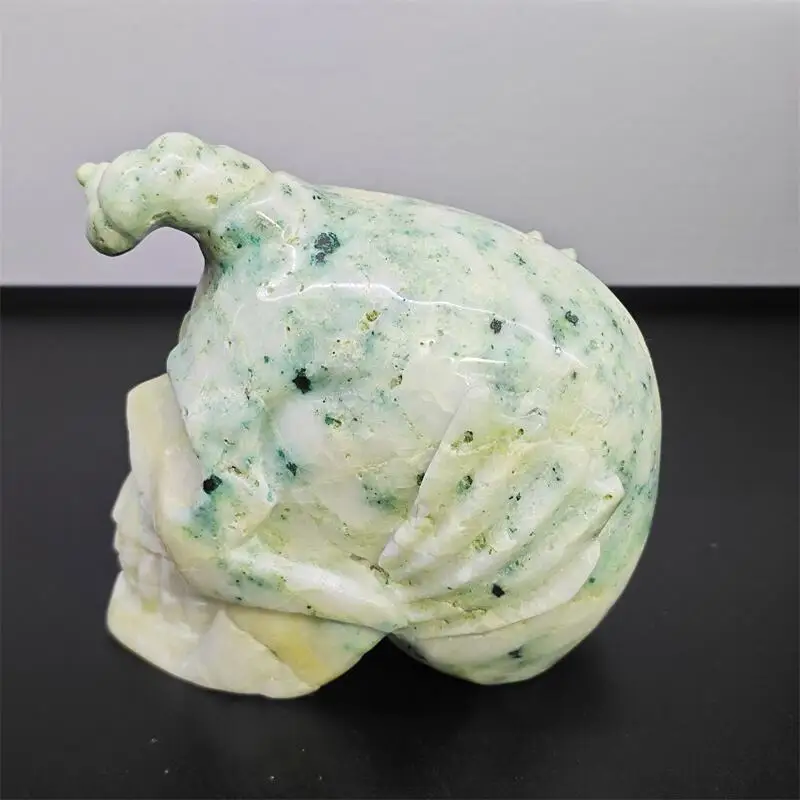 Natural Amazonite Demon Skull Carving Reiki Healing Fengshui Stone Home Office Decoration Holiday Gift 1PCS
