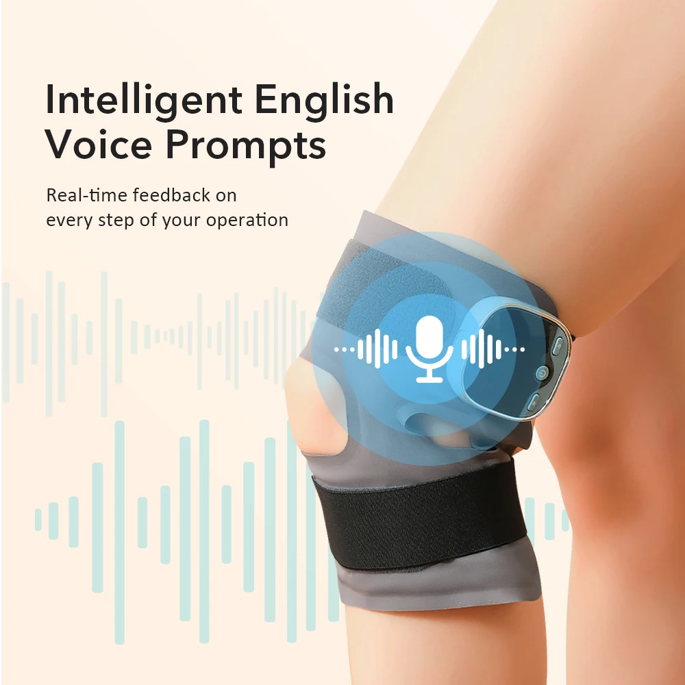 Novo massageador de joelho elétrico sem fio, 5 modos, 3 níveis, compressa quente, alívio de rigidez do joelho e tensão muscular