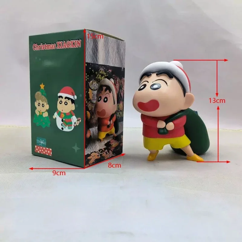 Anime Kerst Poppen Crayon Shin-chan Actiefiguren Nohara Shinnosuk Figuur Kerstman Model Geschenken PVC 13 CM Decoratie speelgoed