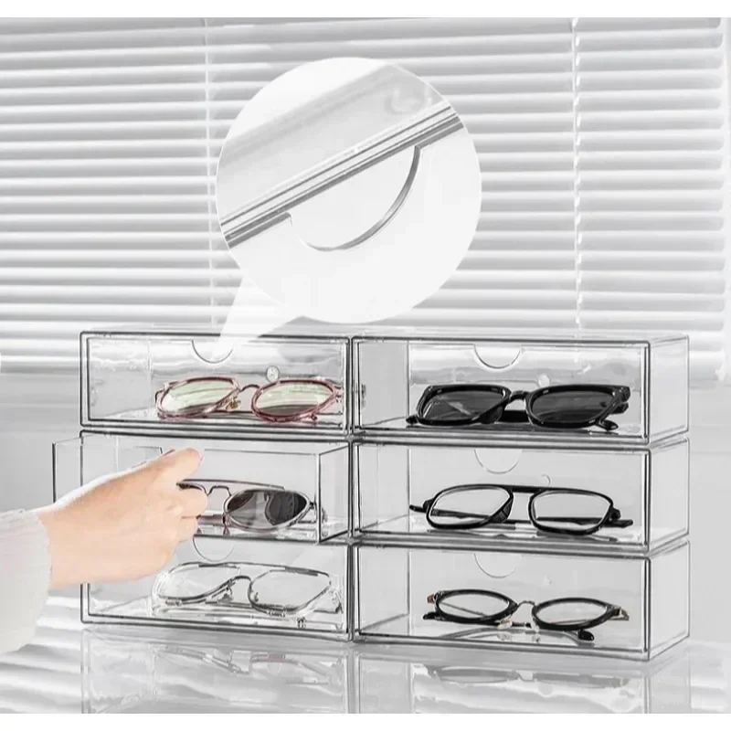 

White Acrylic Transparent Drawer Glasses Box, Used To Store Cosmetics Glasses Stationery Toys Jewelry Pens Etc