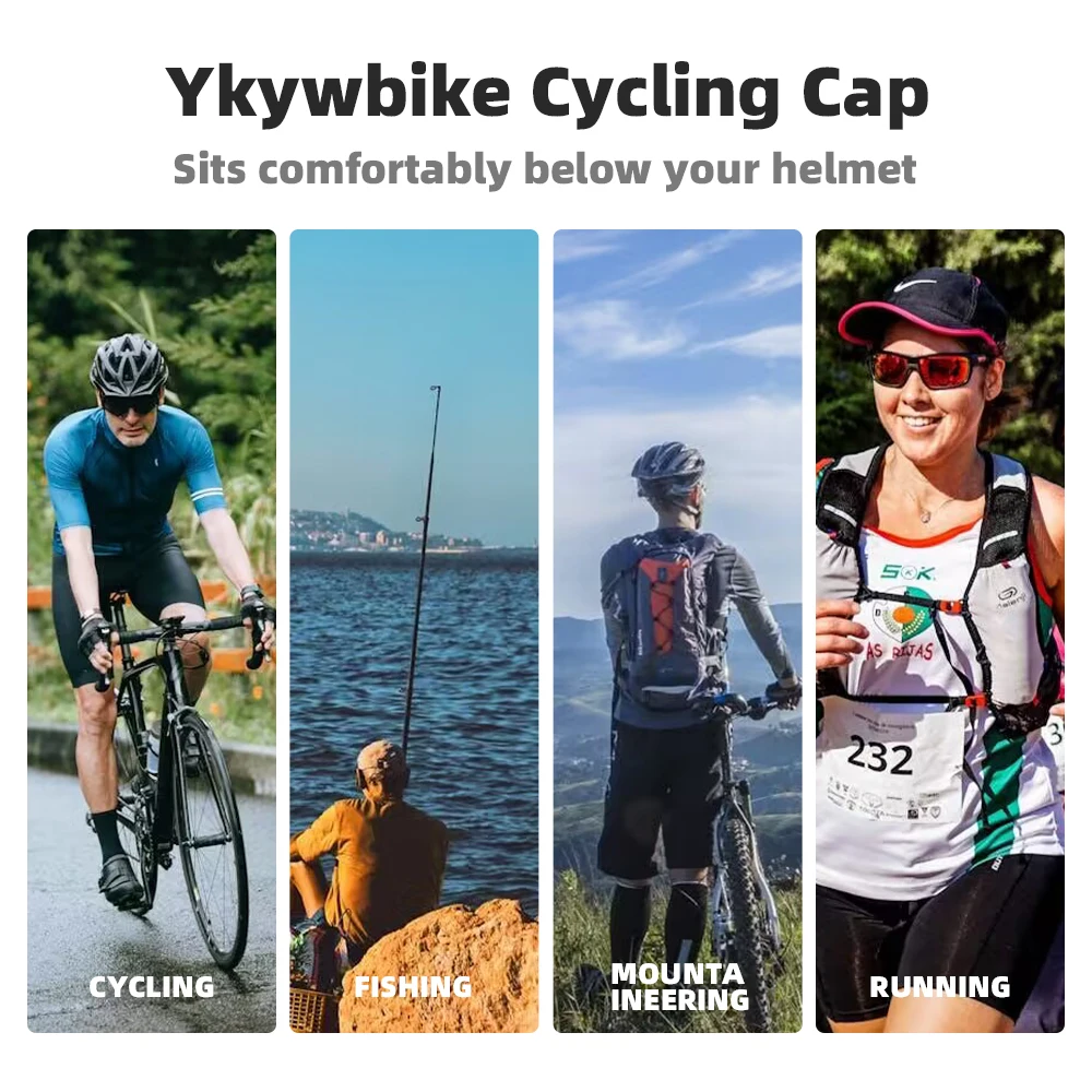 YKYWBIKE Cycling Caps Bike Hat Under Helmet Classic Bike Mountain Racing Bicycle Hat Quick Dry Moisture Outdoor Sports Caps