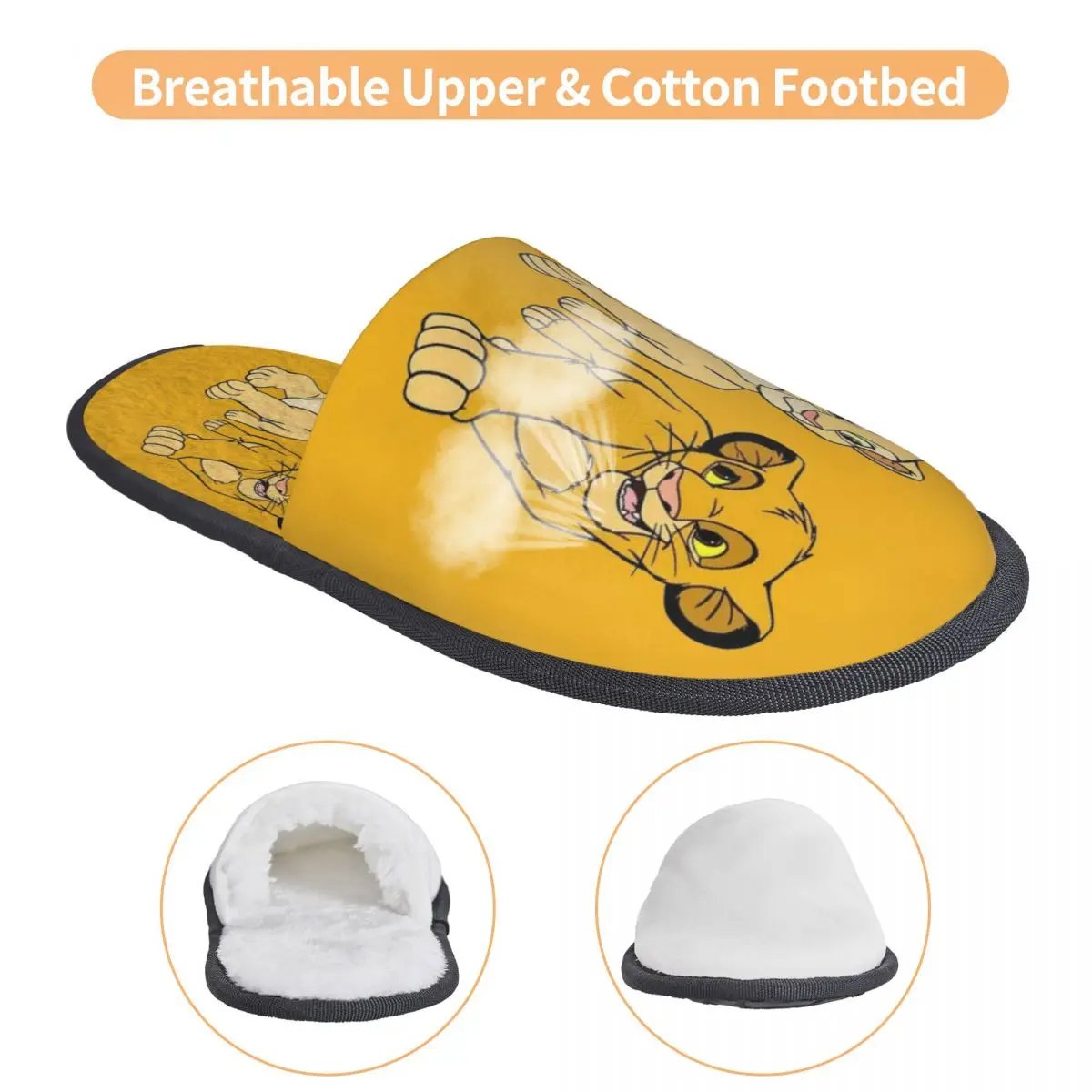 Custom Lion King Simba Soft Memory Foam House Slippers Women Comfy Warm Anti-skid Sole Slipper