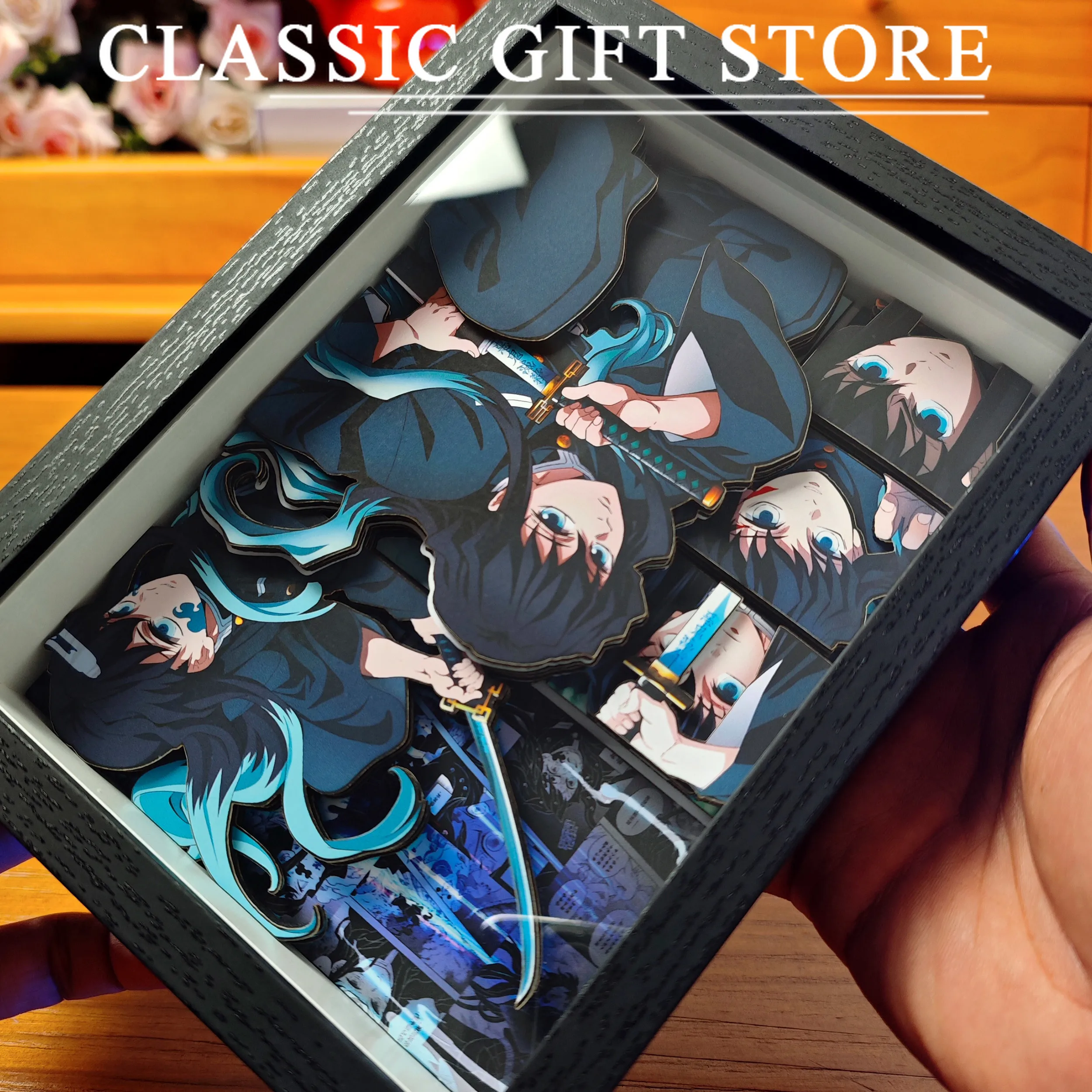 Demon Slayer 3D Decoratieve Schilderkunst Kamado Tanjirou Agatsuma Zenitsu Figuur Handgemaakte Decoratieve Fotolijst Desktop Decoratie