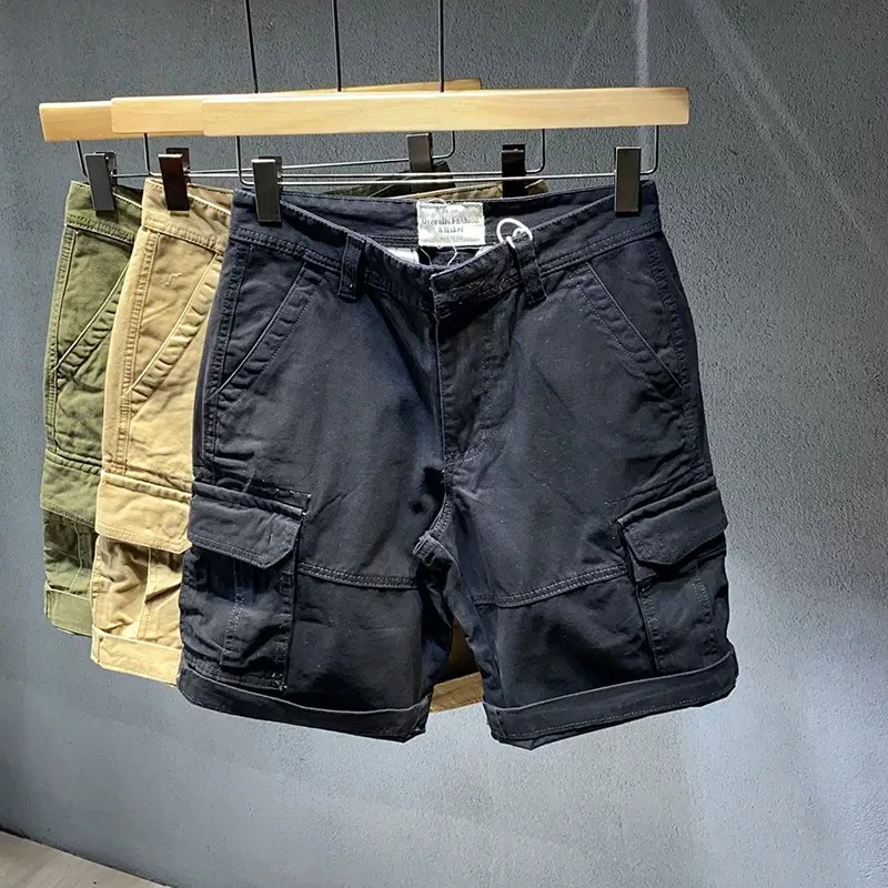 

American Style Casual Workwear Shorts Men's Summer Loose Wear Resistant Dirt Proof Multi Pocket Four Fifth Length Pants