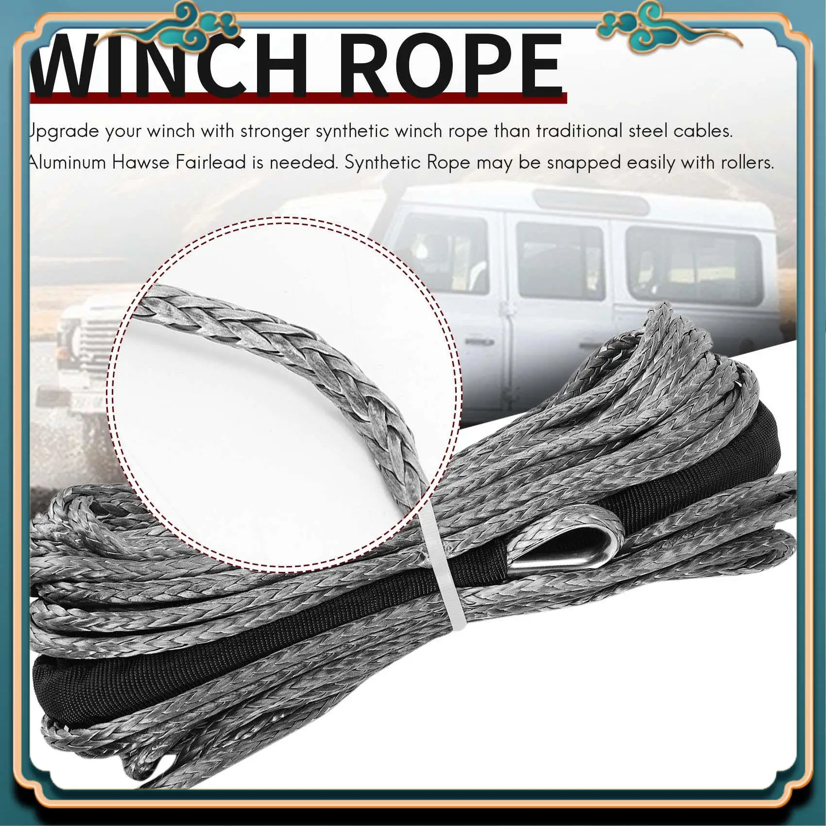 

Новейший синтетический трос лебедки размером 3/16 дюймов X 50 дюймов 7700 фунтов с защитным рукавом для ATV UTV (серый)