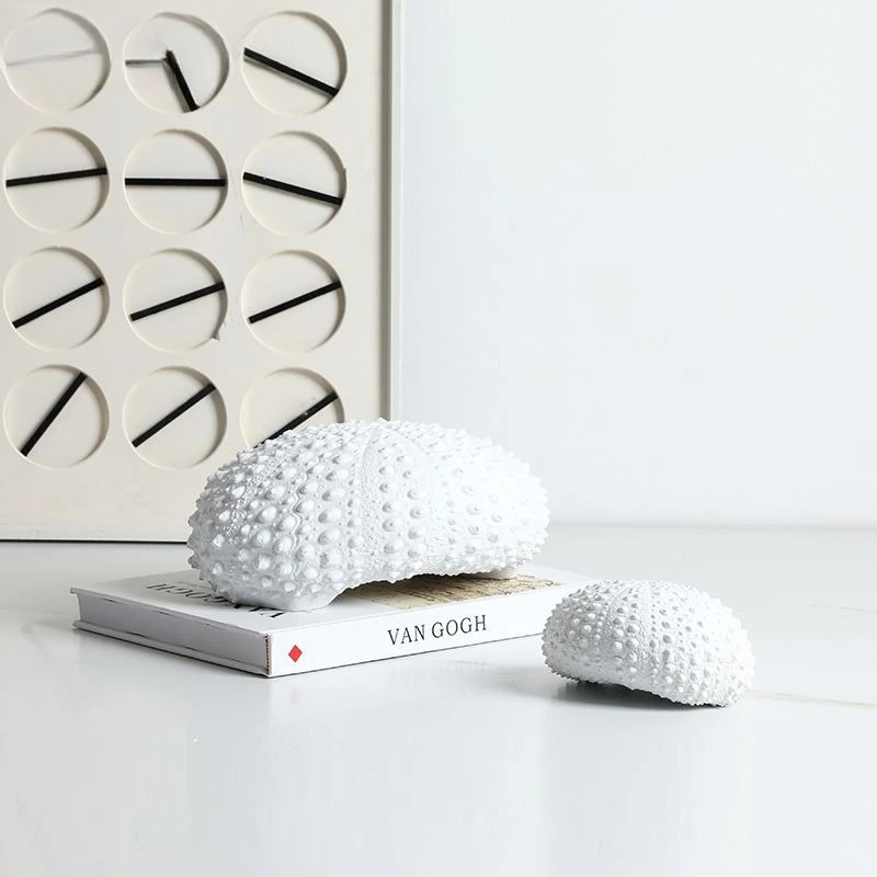 Minimalist White Abstract Sea Urchin Shell Resin Ornament Sales Office Hotel Tabletop, Decoration