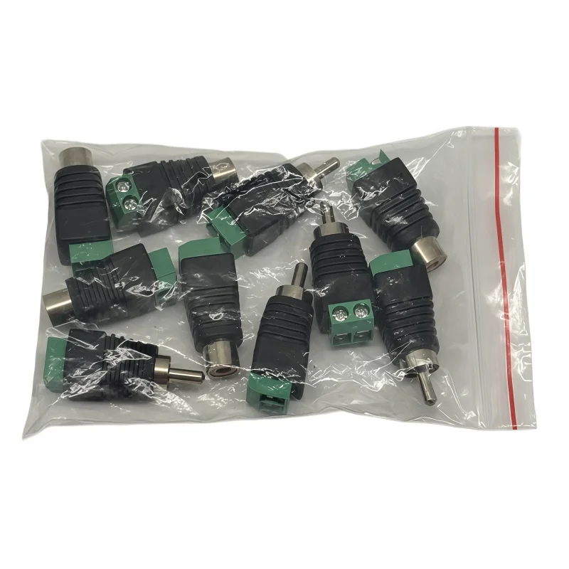 10PCS RCA Terminal Block CAT5 To Camera CCTV Video Balun RCA Female or Male Jack AV Screw Connector