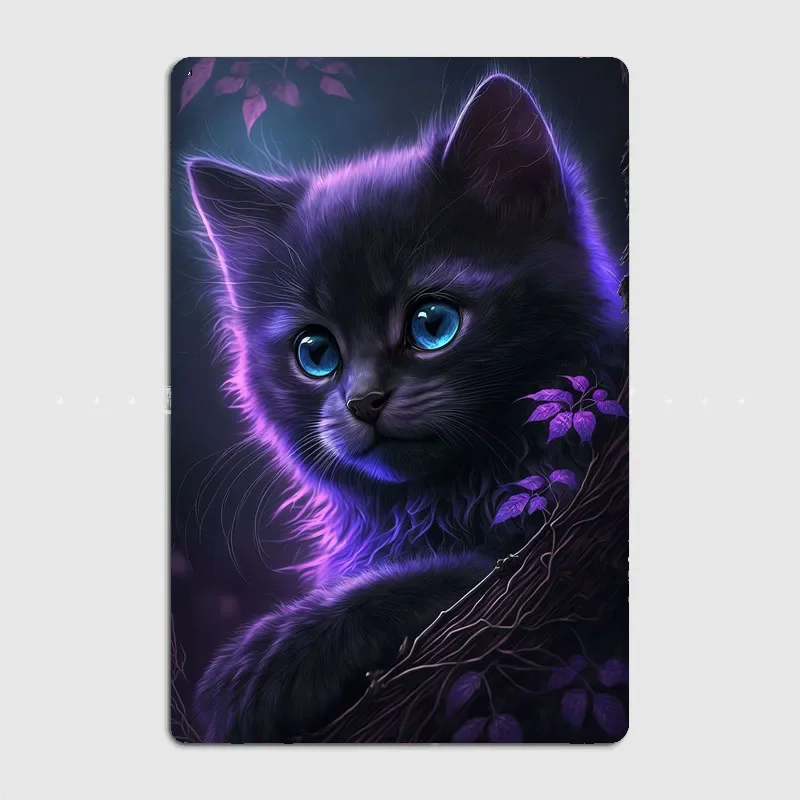 Cute Purple Cat  Exquisite Plaques Featuring ，Great Addition To Your Home and Bar Decor，Easy and Convenient To Mount