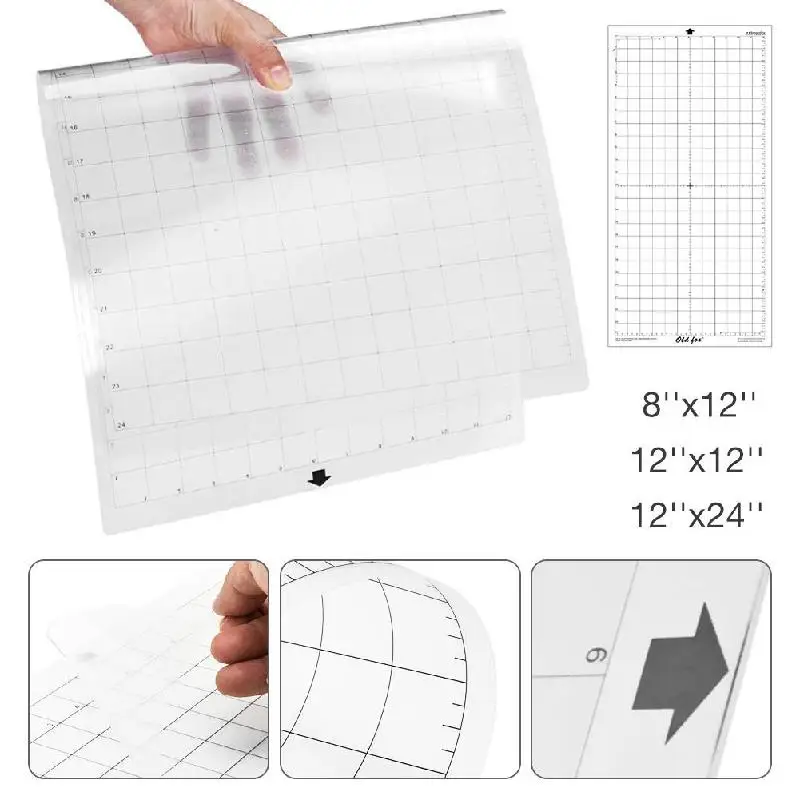 Imagem -06 - Adesivo Transparente Tapete de Corte Pad com Grade de Medição Silhueta Cameo Plotter Machine 12x12 12x24 Pcs